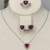 Lot de collier + bague + boucle coeur Acier inoxydable